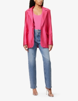 Shop Good American Womens Compression Single-breasted Regular-fit Stretch-woven Blazer Ballerina Pink004 Xl