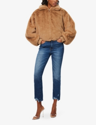 Shop Good American Womens Indigo765 Good Legs Distressed Straight-leg Mid-rise Denim-blend Jeans