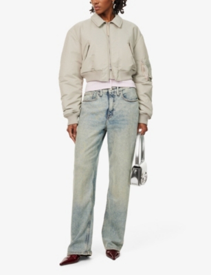 Shop Good American Womens  Good '90s Five-pockets Wide-leg Mid-rise Denim-blend Jeans In Blue690