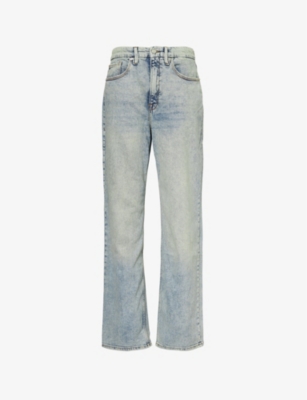 Shop Good American Womens  Good '90s Five-pockets Wide-leg Mid-rise Denim-blend Jeans In Blue690