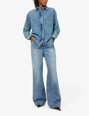 GOOD AMERICAN WOMENS GOOD SKATE FIVE-POCKETS STRAIGHT-LEG HIGH-RISE DENIM JEANS INDIGO756 
