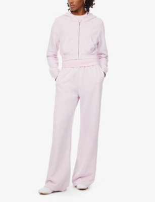 GOOD AMERICAN WOMENS WASHED COTTON CANDY PINK TWO-SLIP-POCKETS BRUSHED-INTERIOR WIDE-LEG HIGH-RISE COTTON-BLEND JO 