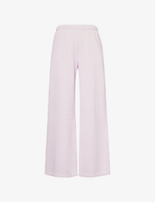 GOOD AMERICAN WOMENS WASHED COTTON CANDY PINK TWO-SLIP-POCKETS BRUSHED-INTERIOR WIDE-LEG HIGH-RISE COTTON-BLEND JO 