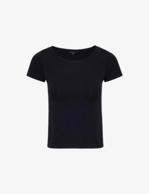 GOOD AMERICAN WOMENS GOOD AMERICAN BOATNECK SHORT-SLEEVE STRETCH-MODAL T-SHIRT 
