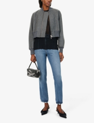 GOOD AMERICAN WOMENS INDIGO737 SOFT TECH GOOD CURVE STRAIGHT-LEG HIGH-RISE STRETCH-DENIM JEANS 