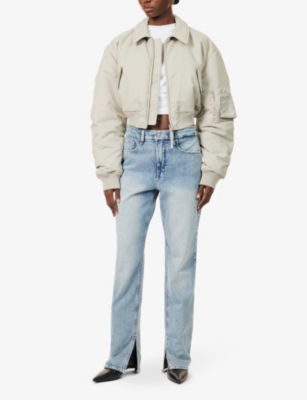 GOOD AMERICAN: Good Icon split-cuffs straight-leg high-rise stretch-denim blend jeans