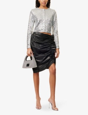 GOOD AMERICAN: Sequin-embellishment long-sleeves woven top