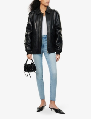 Good American High Waist Raw Hem Slim Jeans In Indigo In Indigo763