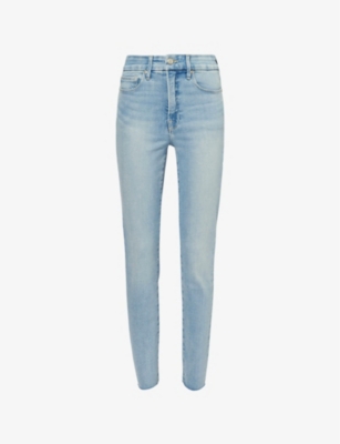 Good American High Waist Raw Hem Slim Jeans In Indigo In Indigo763