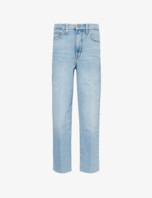 GOOD AMERICAN: Good Boy faded-wash straight-leg high-rise stretch-denim blend jeans