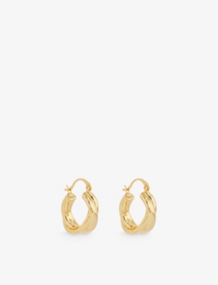 OMA THE LABEL: Brenda 18ct yellow gold-plated brass hoop earrings