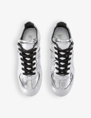 MAISON MARGIELA: Replica Broken Mirror metallic low-top leather trainers