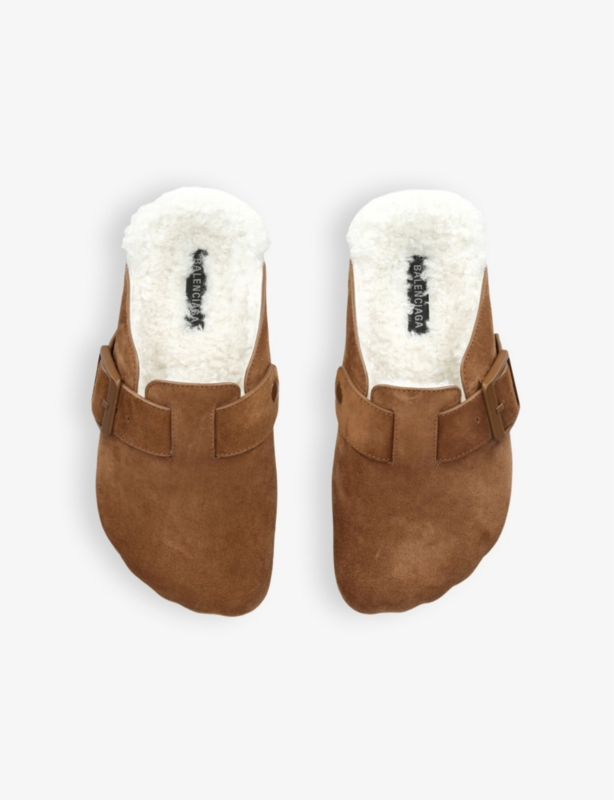 Sunday faux-shearling trim suede mule