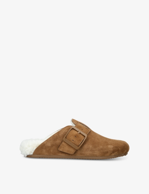 Sunday faux-shearling trim suede mule