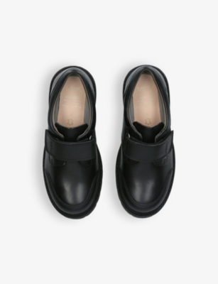 Geox Black Kids' Shaylax Boy Logo-embossed Leather Shoes Eur 27 / 9 Uk In Black