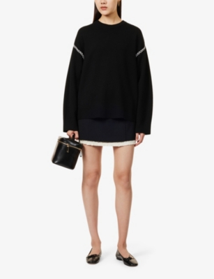 THEORY: Blanket Stich round-neck stretch-wool and recycled-nylon-blend jumper