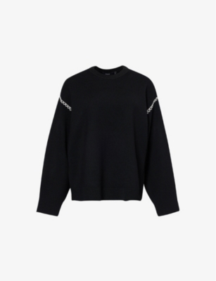 THEORY: Blanket Stich round-neck stretch-wool and recycled-nylon-blend jumper