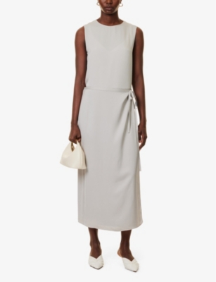 THEORY: Tie Wrap silk-satin midi skirt