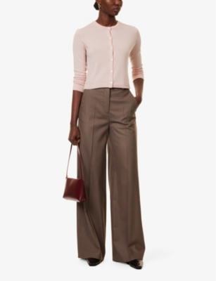 THEORY: Cropped round-neck wool cardigan