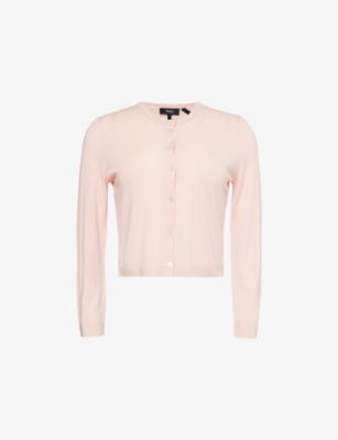 THEORY: Cropped round-neck wool cardigan