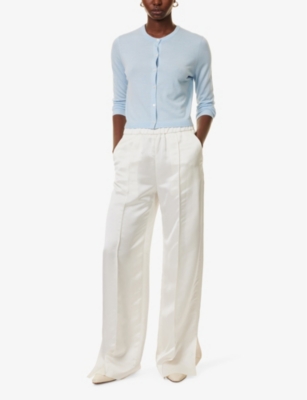 THEORY: Cropped round-neck wool cardigan