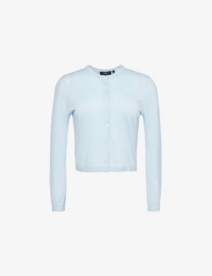 THEORY: Cropped round-neck wool cardigan