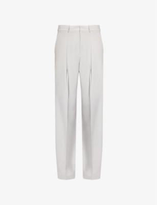THEORY: Pleated crepe wide-leg high-rise woven-blend trousers