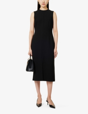 THEORY: Slit sleeveless woven-blend midi dress