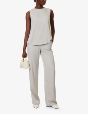 THEORY: Pull On wide-leg silk-satin trousers