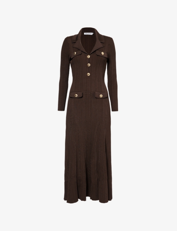 Regular-fit ribbed knit midi dress