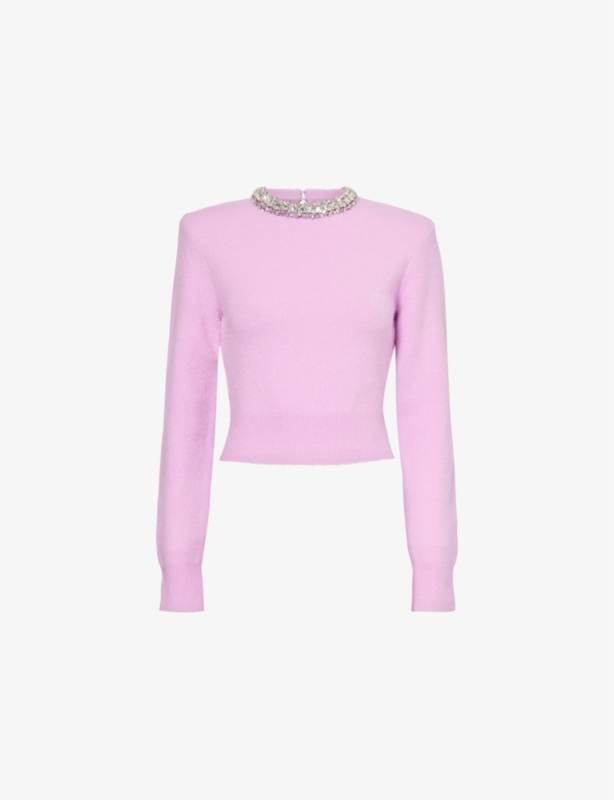 Regular-fit crystal-embellished knit jumper
