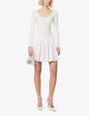 SELF-PORTRAIT WOMENS SELF-PORTRAIT CRYSTAL-EMBELLISHED RIBBED KNIT TOP 