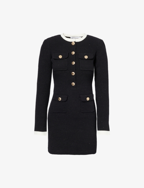 Regular-fit long-sleeve knit mini dress