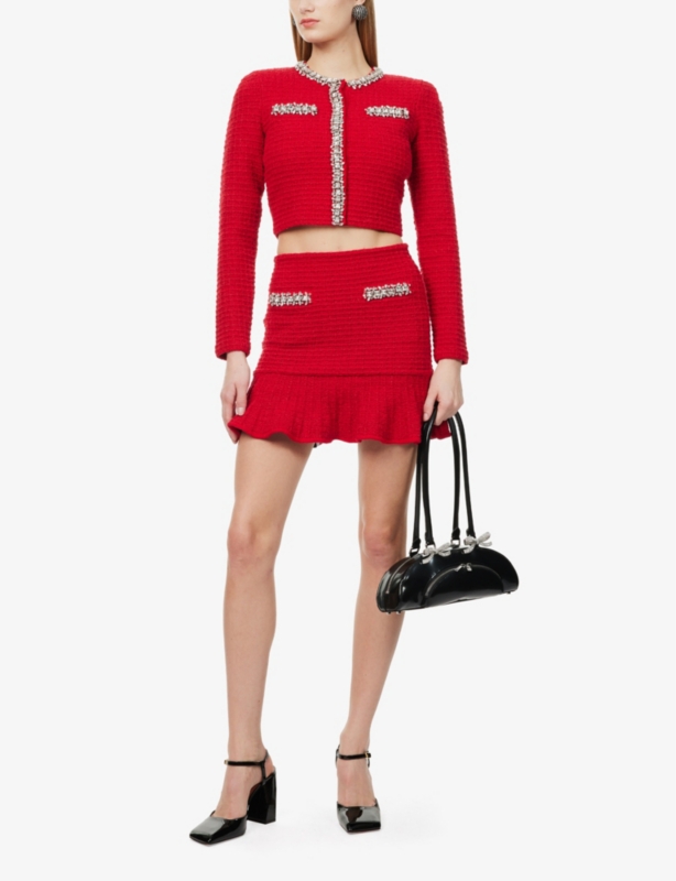Boxy-fit crystal-embellished knit cardigan