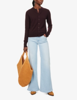 Mother Womens The Roller Sneak Wide-leg Mid-rise Stretch Denim-blend Jeans Balls In Your Court In Balls In Your Court