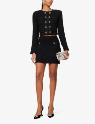 Self-portrait Self Portrait Women's Short Jacket With Sequins In Black