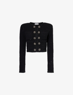 Self-portrait Self Portrait Women's Short Jacket With Sequins In Black