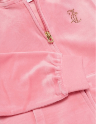 Shop Juicy Couture Regular-fit Diamante-branding Stretch-velour Hoody And Jogging Bottoms Set 7-16 Years Morning Glory