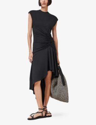 ALLSAINTS: Annalie Asymmetric Stretch-Woven Midi Dress