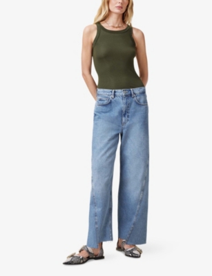 Allsaints Womens Grape Leaf Gre Rina Stretch-jersey Tank Top In Grape Leaf Gre