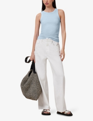 Allsaints Womens Powder Blue Rina Stretch-jersey Tank Top In Powder Blue