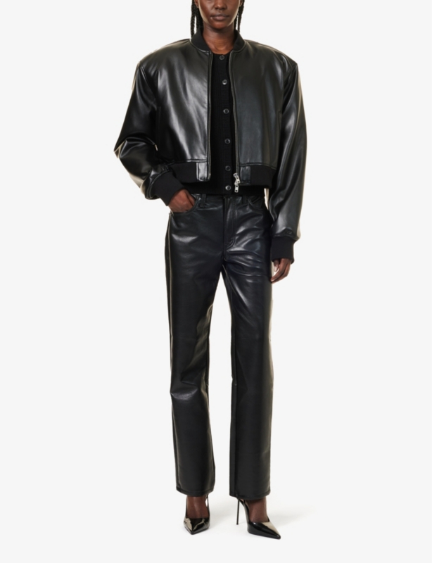 The Smarty Pants Skimp straight-leg high-rise recycled leather-blend trousers