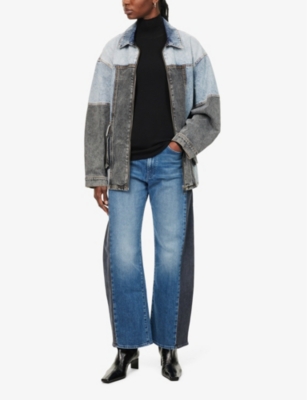 Mother The Half-pipe Flood Jeans In Black And Blue
