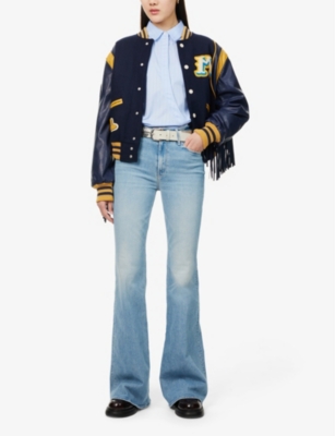 Mother Womens Horseback To Quarterback The Doozy Flared Straight-leg Mid-rise Stretch-denim Jeans In Horseback To Quarterback