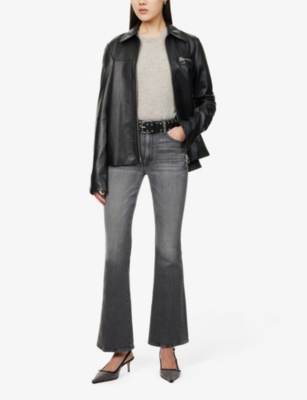 Shop Mother Womens Wanted The Weekender Flared Straight-leg Mid-rise Stretch-denim Jeans