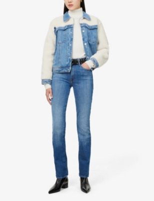 Shop Mother Womens Loafers And Lassos The Insider Sneak Five-pockets Straight-leg Mid-rise Stretch-denim Jeans