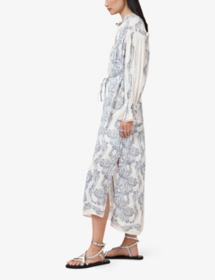 ALLSAINTS: Delphine Floral-Print Linen-Blend Midi Shirt Dress