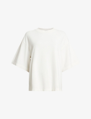 Allsaints Womens Ecru White Amelie Crochet-motif Cotton-jersey T-shirt