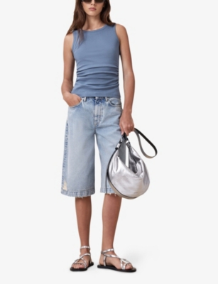 Allsaints Womens Flint Stone Bl Katarina Straight-neck Sleeveless Cotton Tank Xs