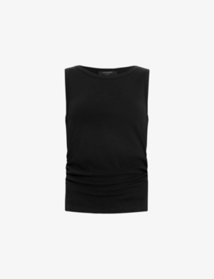 Allsaints Womens Flint Stone Bl Katarina Straight-neck Sleeveless Cotton Tank Xs